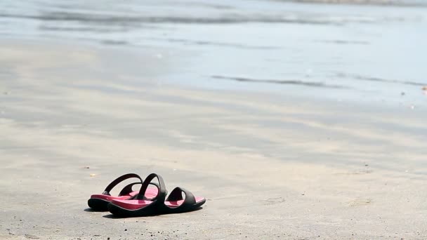 Chanclas Una Playa Arena — Vídeo de stock