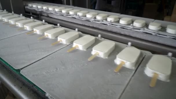 Las Líneas Automáticas Transportadoras Para Producción Helados — Vídeo de stock