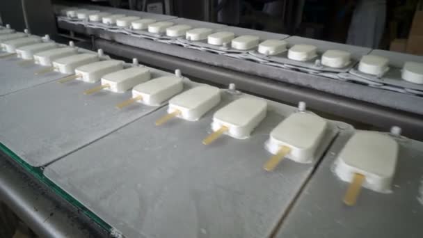 Las Líneas Automáticas Transportadoras Para Producción Helados — Vídeo de stock