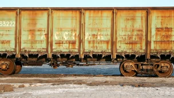 Nizhniy Baskunchak Russian Federation August 2015 Old Rusty Train Wagons — Stock Video