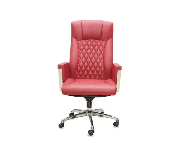 Nowoczesne Krzesło Biurowe Czerwonej Skóry Izolacja — Zdjęcie stockowe
