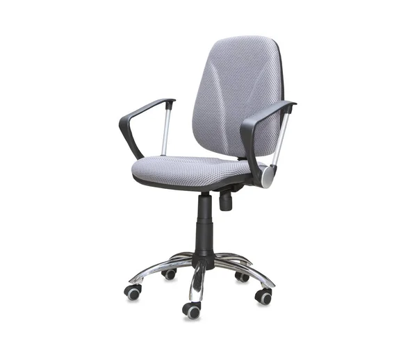 Modern Office Chair Gray Cloth Isolated White — Stock Photo, Image