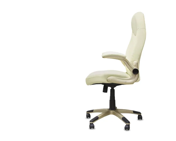 Profile View Office Chair Beige Leather Isolated — Stock Photo, Image