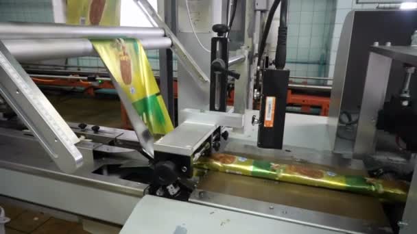 Automatische Transportband Regels Voor Productie Van Consumptie Ijs — Stockvideo