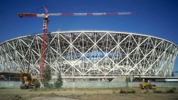 Volgograd Rússia Setembro 2017 Construção Novo Estádio Cidade Volgograd Para — Vídeo de Stock