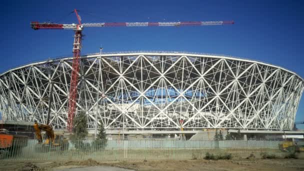 Volgograd Rússia Setembro 2017 Construção Novo Estádio Cidade Volgograd Para — Vídeo de Stock