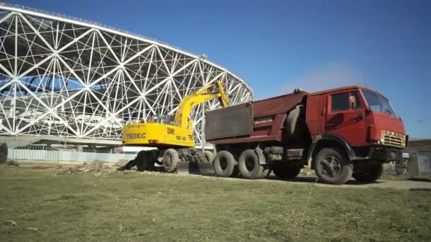 Volgograd Russia September 2017 Pembangunan Kerangka Stadion Baru Kota Volgograd — Stok Video