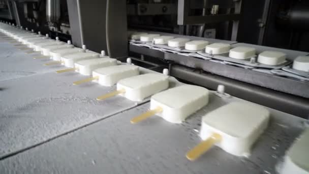 Las Líneas Automáticas Transportadoras Para Producción Helados — Vídeo de stock