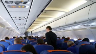 Moscow, Rusya Federasyonu 19 Şubat 2017: iç uçağın yolcu koltuk.