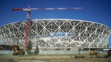 Volgograd şehri Dünya Kupası için yeni stadyumda bir çerçeve inşaatı