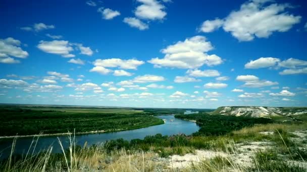 Nubes Timelapse Sobre Río Don Parque Natural Donskoy — Vídeos de Stock