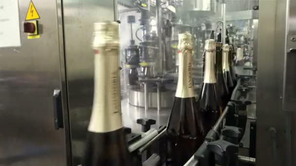 Sennoy Orosz Föderáció 2018 Február Vonal Töltési Lezárási Champagne Gyár — Stock videók