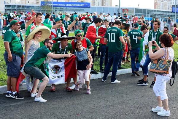 Yekaterinburg Russia Juni 2018 Verdensmesterskapet Fotball 2018 Meksikanske Fotballfans Gatene – stockfoto