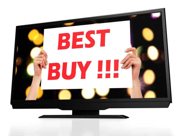 Melhor Compra Televisão Lcd Moderna Renderização — Fotografia de Stock
