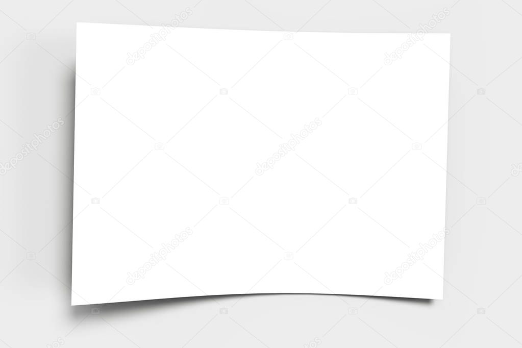 Empty paper sheet on a grey surface. 3D rendering