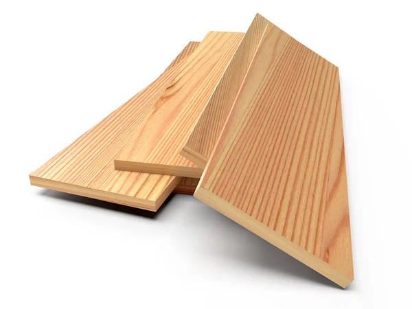 白の床に木製の板 レンダリング — ストック写真