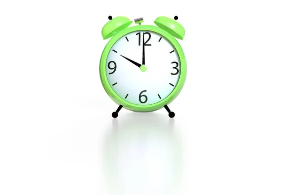 Relógio Alarme Fundo Branco Renderização — Fotografia de Stock