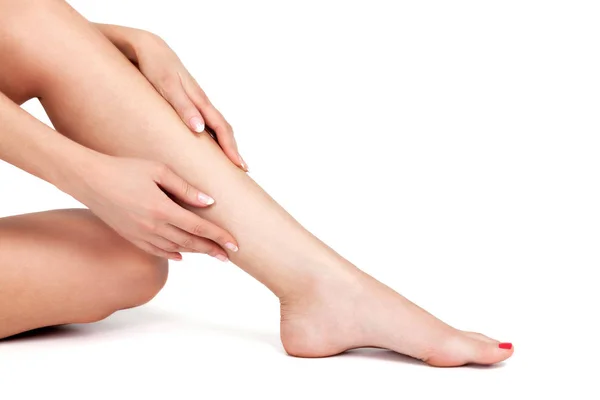 Красиві Жіночі Ноги Руки Концепція Догляду Шкірою Лазерна Епіляція — стокове фото