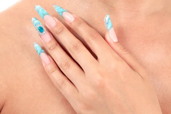 Mano Femenina Con Uñas Largas Concepto Arte Uñas — Foto de Stock