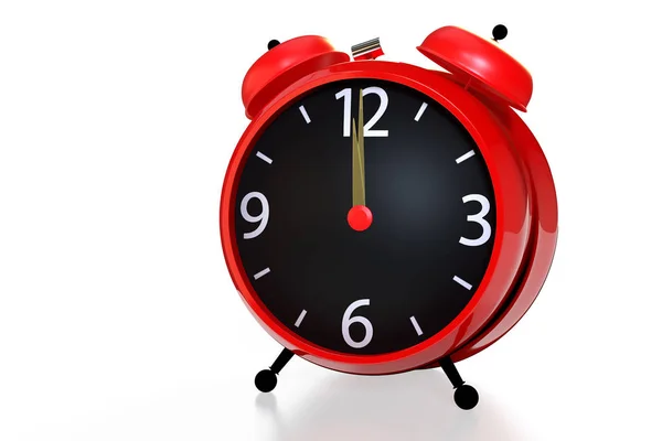 Alarm Clock Bílé Pozadí Vykreslování — Stock fotografie
