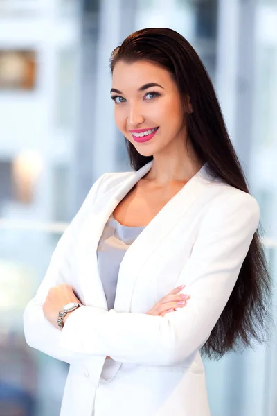 Jolie Femme Affaires Dans Bureau — Photo