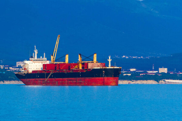 Container ship, evening light