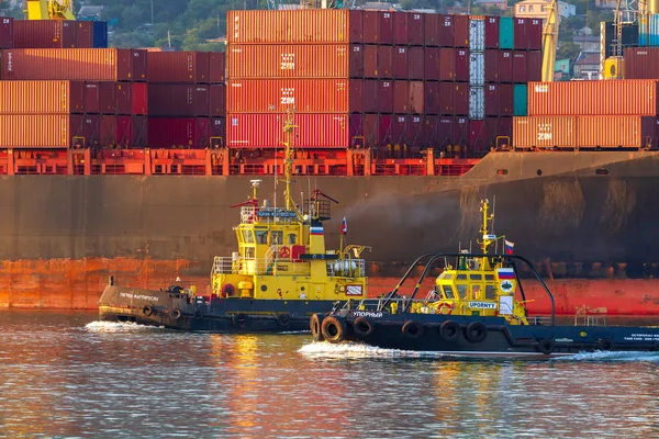 Noworossijsk Russland Juli 2018 Zwei Schlepper Hafen Von Noworossijsk — Stockfoto