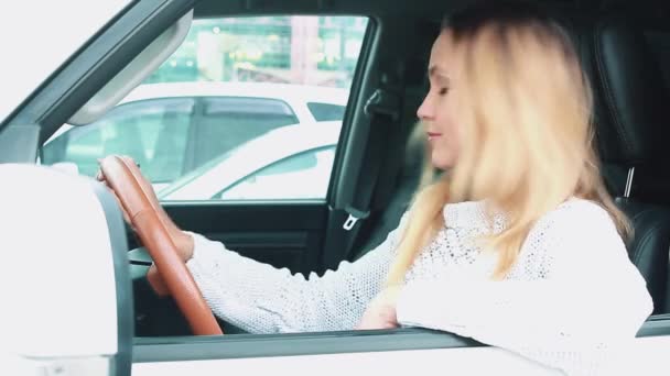 Woman Driver Doing Makeup — Stock Video