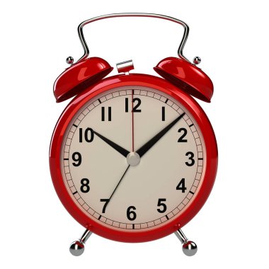 Beyaz arka planda çalar saat. 3B görüntüleme