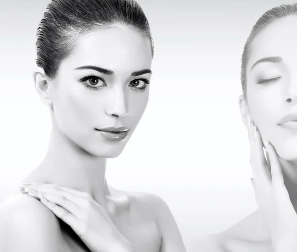 Mooie vrouw met schone, frisse huid, skin care behandelingen concept — Stockfoto