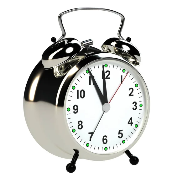 Reloj despertador sobre fondo blanco. Renderizado 3D — Foto de Stock