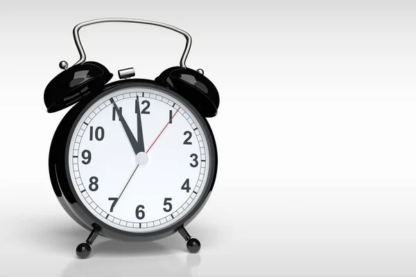 Relógio Alarme Abstrato Contra Fundo Cinzento Com Copyspace Renderização — Fotografia de Stock