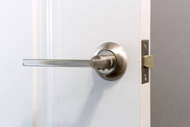 white door with a doorhandle  clipart