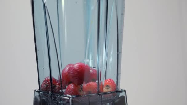 Beeren Für Smoothie Mixer Teil Zutaten Für Beeren Smoothie Mixer — Stockvideo