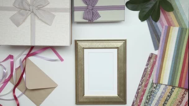 Take Away Photo Frame Wrapping Gift — Stock Video