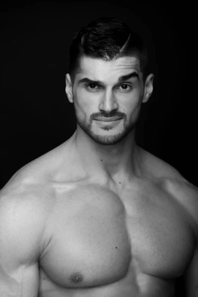 Portrait Muscular Man Posing Studio — Stock Photo, Image