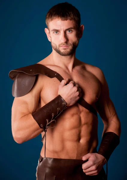 Muscled Male Model Warriors Suite — Stock Photo, Image