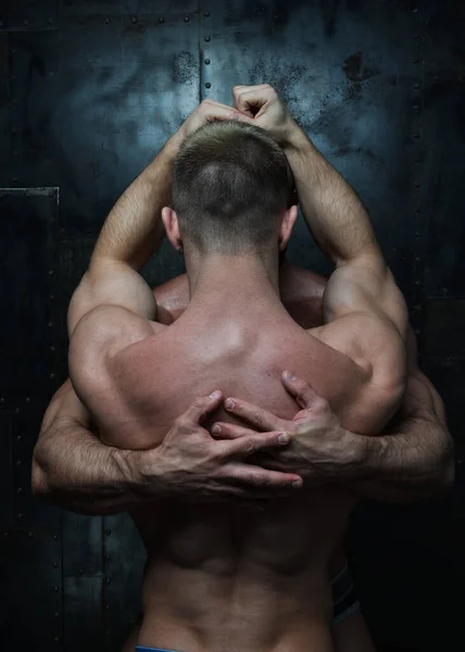 Two Men Sexy Gay Couple Hugging Each Other — Stock Photo, Image