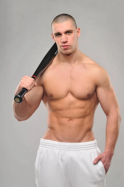 Model Posing Baseball Bat — Stock Photo, Image