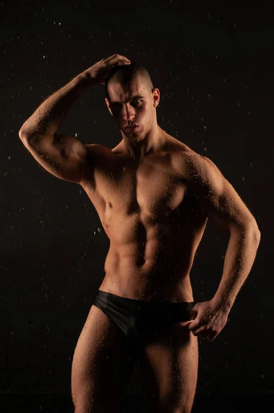 Male Model Posing Aqua Studio — Stock Photo, Image