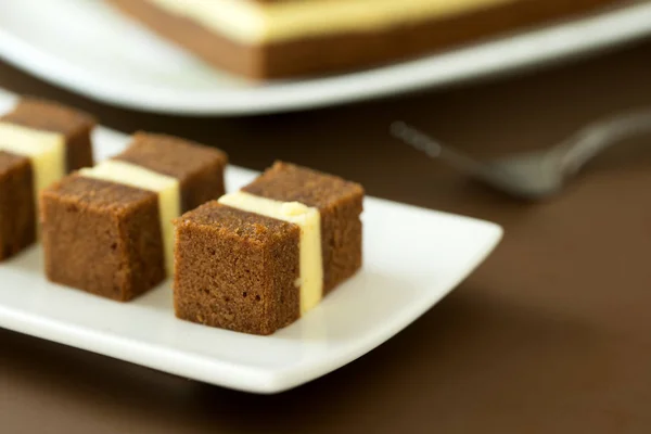 Bolo de camada de queijo chocolate — Fotografia de Stock