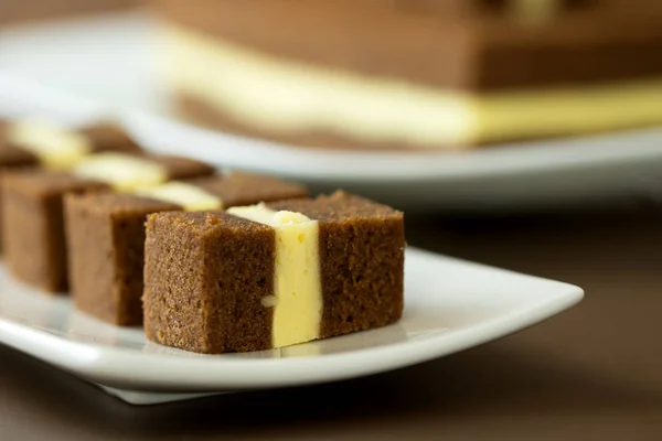 Bolo de camada de queijo chocolate — Fotografia de Stock