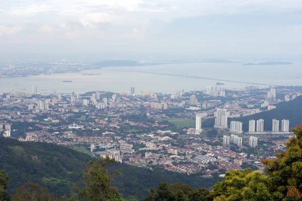Panoramic view of Penang town from top of Penang hill — Stock Photo, Image