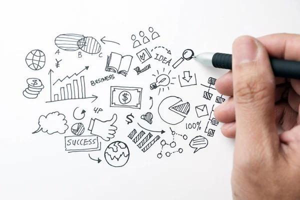 Business doodles set di icone - disegnato a mano — Foto Stock