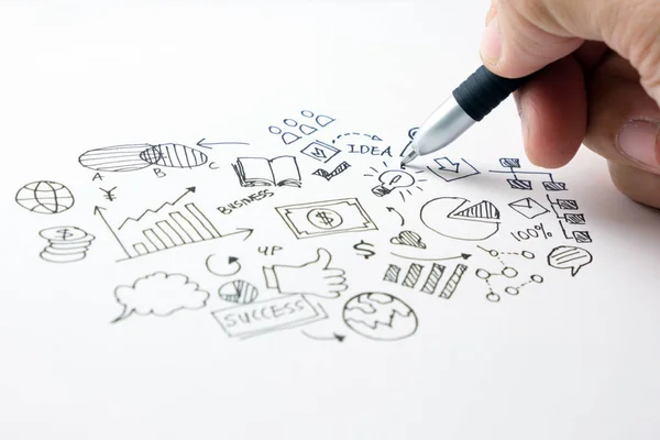 Business doodles icons set - hand drawn — Stock Photo, Image