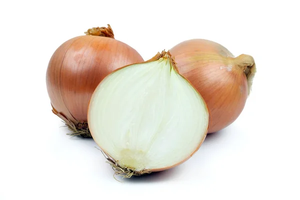 Ripe yellow onion on a white background — Stock Photo, Image