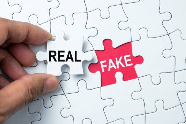 Real and fake conceptual clipart