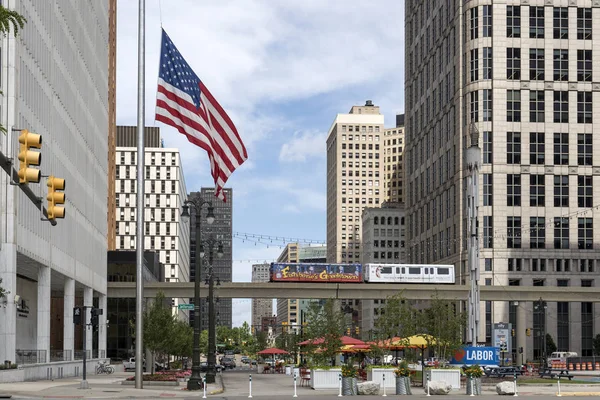 Landscape view of downtown Detroit in Michigan USA — Stock Photo, Image