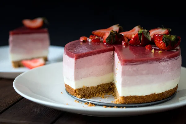 No cuocere torta di formaggio alla fragola — Foto Stock