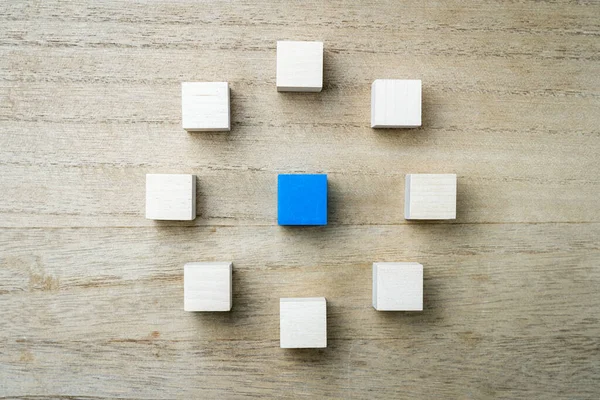 Eight square wooden blocks in circle — Stock Photo, Image